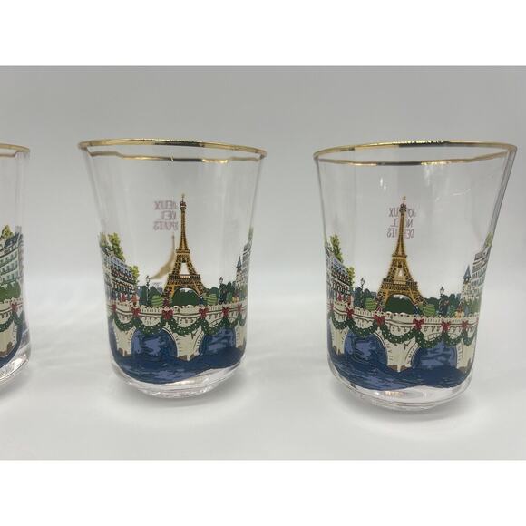 Anthropologie Holiday In The City Juice Glass Set of 4 Glasses Paris - Picture 5 of 8